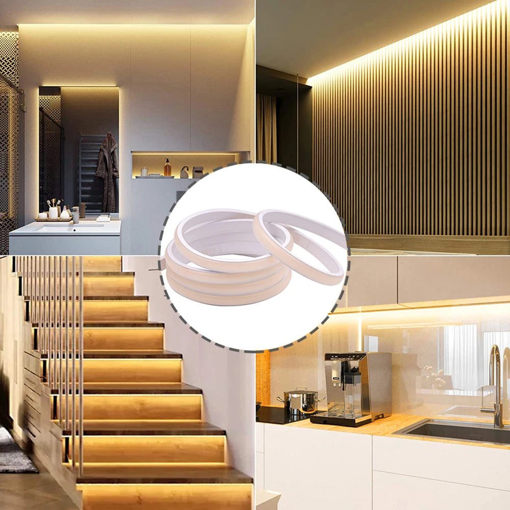 220V COB LED Neon Strip Light Wall Touch Wifi Bluetooth 23key Remote Control Power Kit Dimmable 288 LEDs Flexible Silicone Lamp