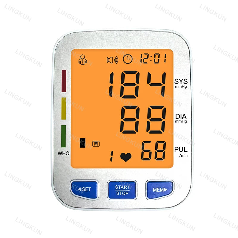 English/Spanish Voice Large Display Screen Rechargeable Automatic Tonometer Arm Blood Pressure Monitor Digital Tensiometer