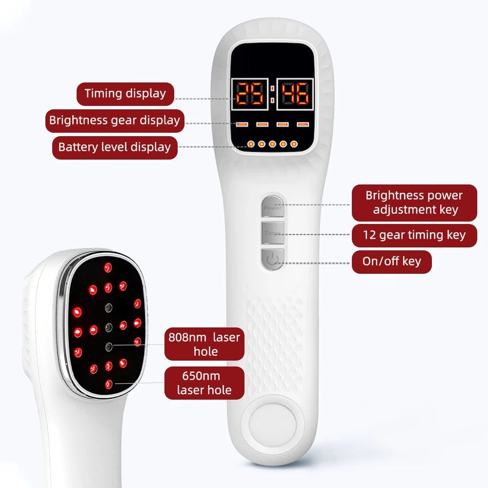 650nm+808nm Portable Face Body Red Light Infrared Beauty Device Skin Rejuvenation Muscle Joint Body Fatigue Relief Health Care
