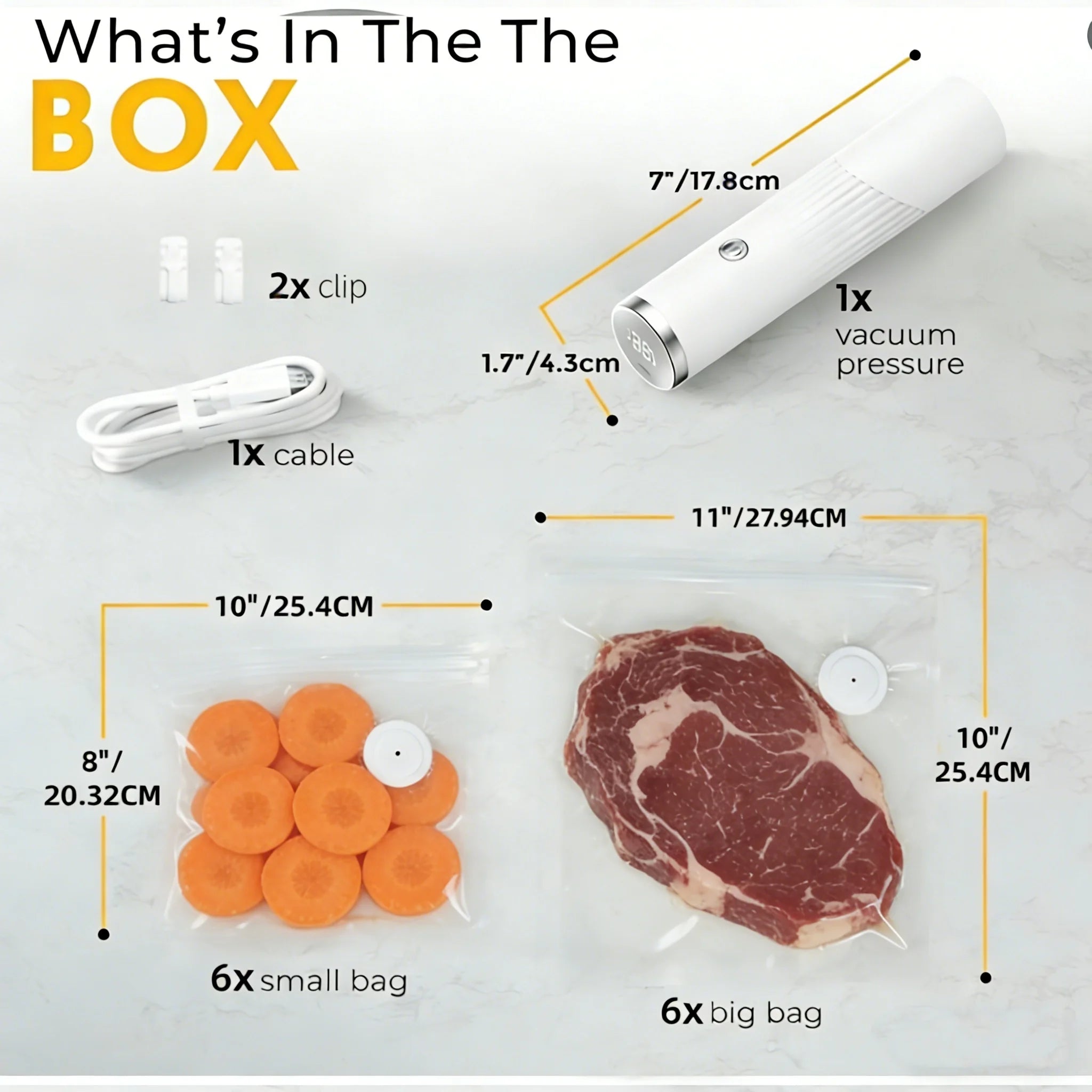 Electric Vacuum Sealer Machine 12 Reusable Bags USB Rechargeable Vacuum Sealer Suitable for Food Preservation Camping Freezer