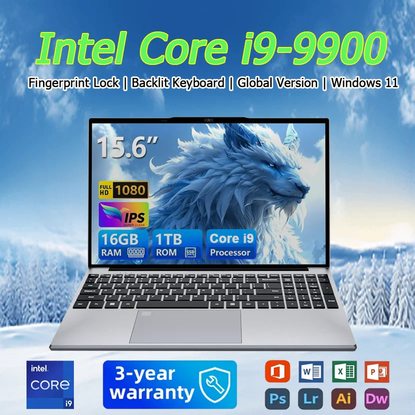 【3-year warranty】Portable Notebook Windows 11 Pro 15.6 inch Gaming Computer PC Gamer Intel Core I9 9900 Laptops I9 Notebook PC