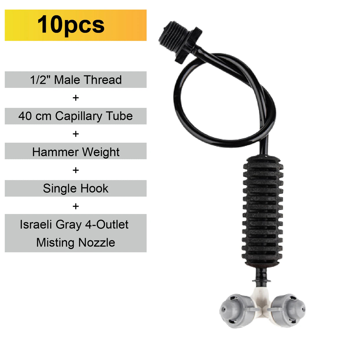 Israeli gray 4-outlet misting nozzle set with capillary tube and grey outlet head