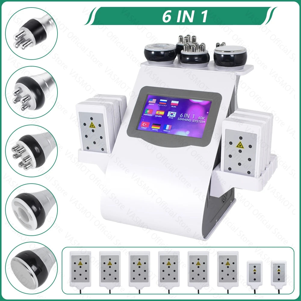 40K Ultrasonic Cavitation Body Sculpting Machine - 6-in-1 Pro Device Relaxation Treatment Tidesmit