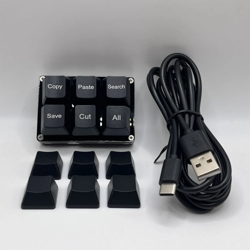 6Keys Copy Paste Search Save Cut Keyboard One Handed OSU Keypad Programmable Mechanical Shortcut Macro Keyboard for Working Game