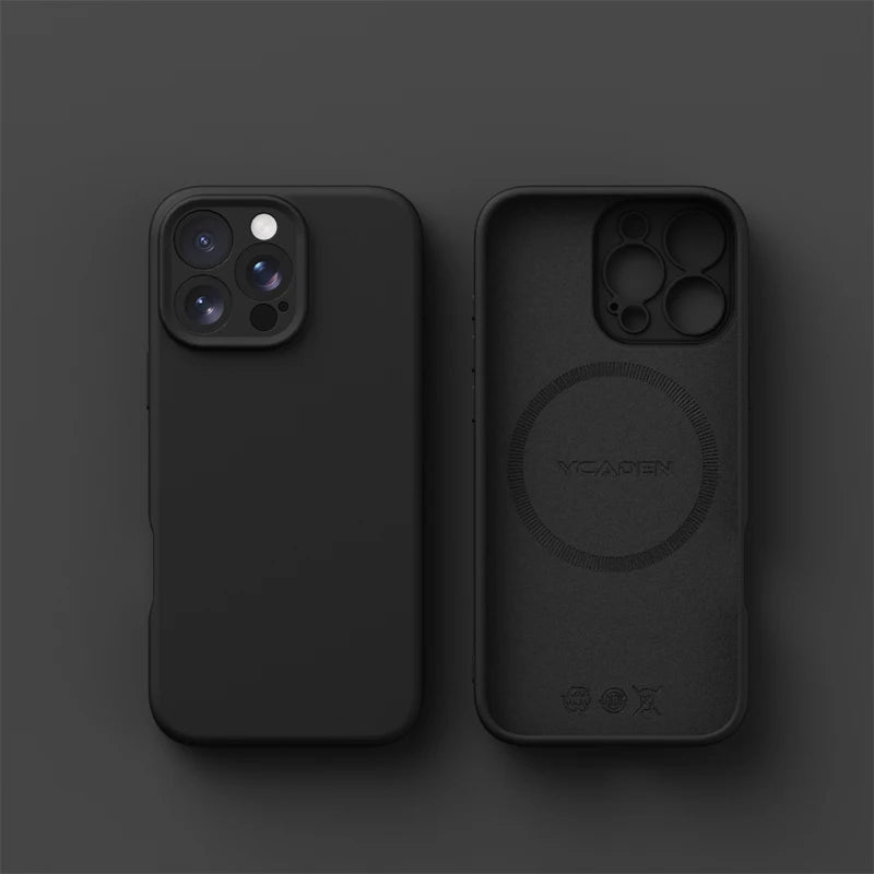 Magnetic iPhone 16 Case | Liquid Silicone Shock-Absorbing Cover Black Tidesmit