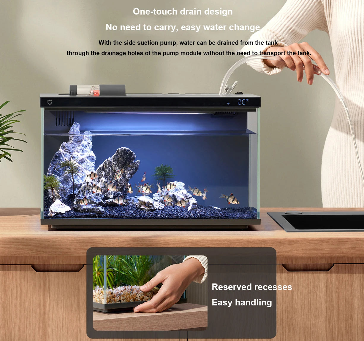 NEW MIJIA Smart Fish Tank Work With Mijia APP Mobile Controlled Remote Feeding Smart Lighting System Light Aquarium 20L-CN