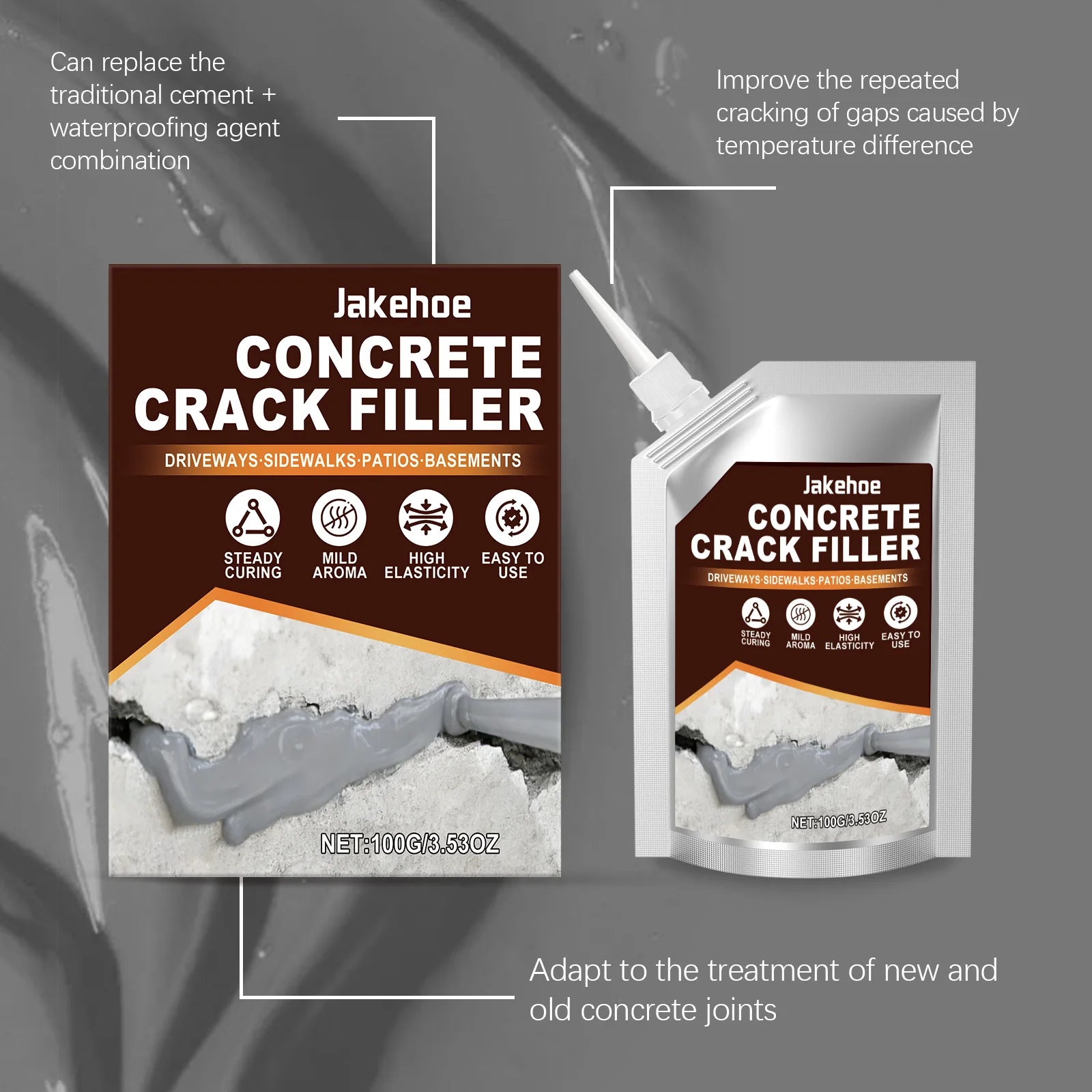Concrete Crack Filler Self Leveling Sealant Driveway Repair Adhesive Masonry Gap Filler Waterproof Concrete Sealer Quick Dry