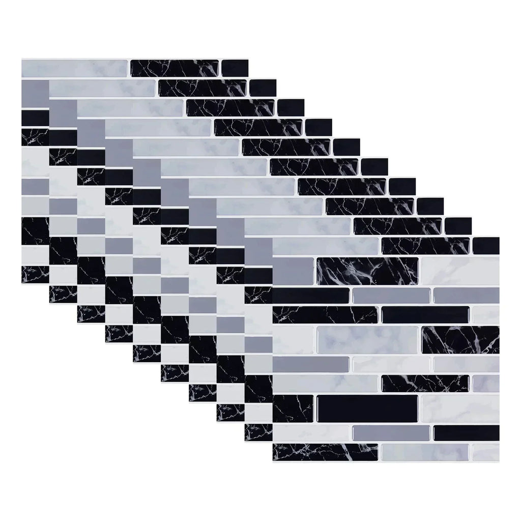 10pcs Self Adhesive Tiles Stickers Marble Mosaic Embossing Tile Stickers Kitchen Bathroom Waterproof  Wall Decals Decoration ﻿
