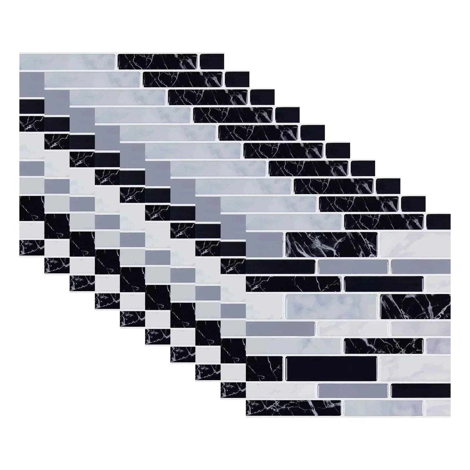 10pcs Self Adhesive Tiles Stickers Marble Mosaic Embossing Tile Stickers Kitchen Bathroom Waterproof  Wall Decals Decoration ﻿
