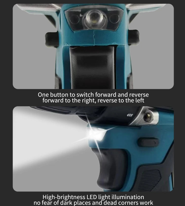 Mamidw 18V Brushless Cordless Drill, 2 Speed Adjustable Handheld Power Drill, Multi Torque Setting Electric Drill for Wood Metal Screwdriving & Drilling, Compatible with Makita 18V Battery PIN.
