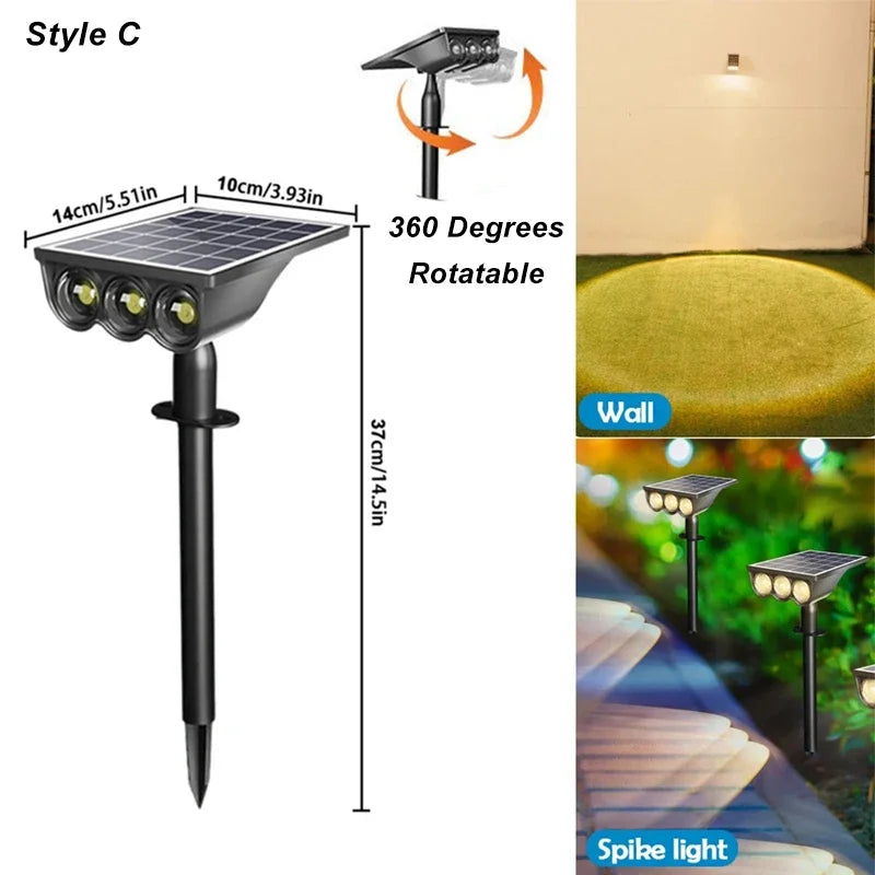 1-4pcs LED Solar Landscape Lights Outdoor IP65 Waterproof Solar Light Solar Garden Spotlight for Yard Lawn Walkway Courtyard