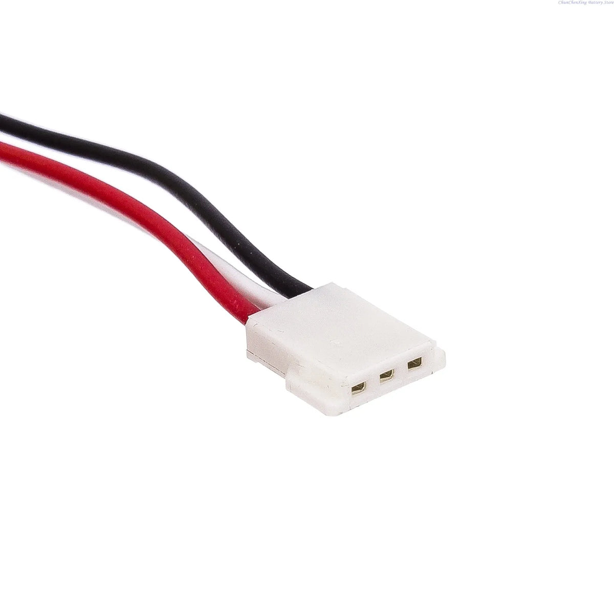 Battery connector end with white plug and red/black wires