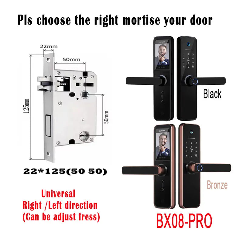 Tuya visual Wifi Digital Electronic Smart Fingerprint Door Lock With Biometric Camera intelligence Card Password Key Unlock