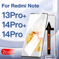 2Pcs Xiaomi Redmi Note 13 14 Pro Plus + Red Mi Toughened Glass Screen Protector Protective With Install Kit AE Redmi Note 13ProPlus Tidesmit