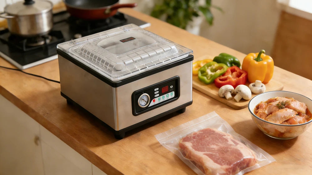 HAIZHOU Commercial Vacuum Sealer Machine Automatic Chamber Food Packaging Machine Desktop Stainless Steel Sealer for Meat Fruit