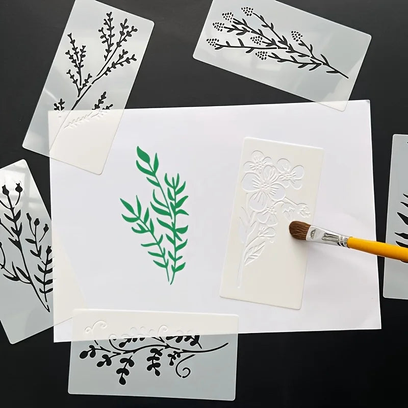 18Pcs/set DIY Flower Painting Stencils, Reusable Plastic Templates for Wood, Fabric, Paper Spray Paint & Graffiti Craft Supplies
