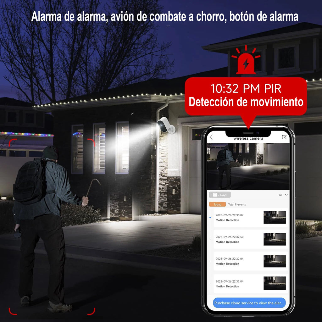 1080P WiFi Camera Outdoor Solar Battery Wireless Solar Powered Security Camera AI Motion Detection 2-Way Audio Night Vision