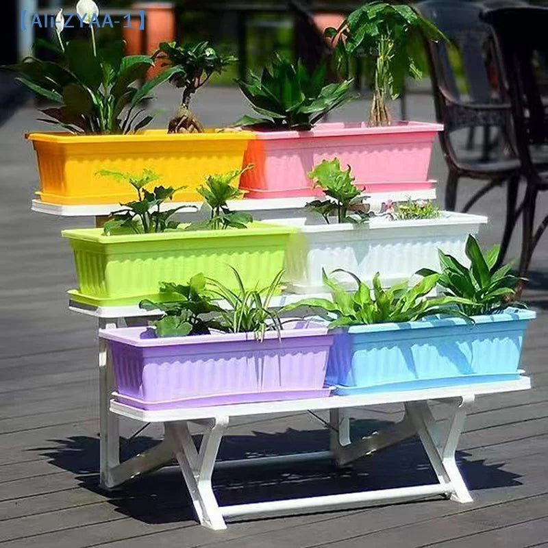 【ZYAA-1】1Set Plastic Vegetable Planters Rectangular Flowerpots For Balcony Indoor Gardening Breathable Plants Pots Garden Tools