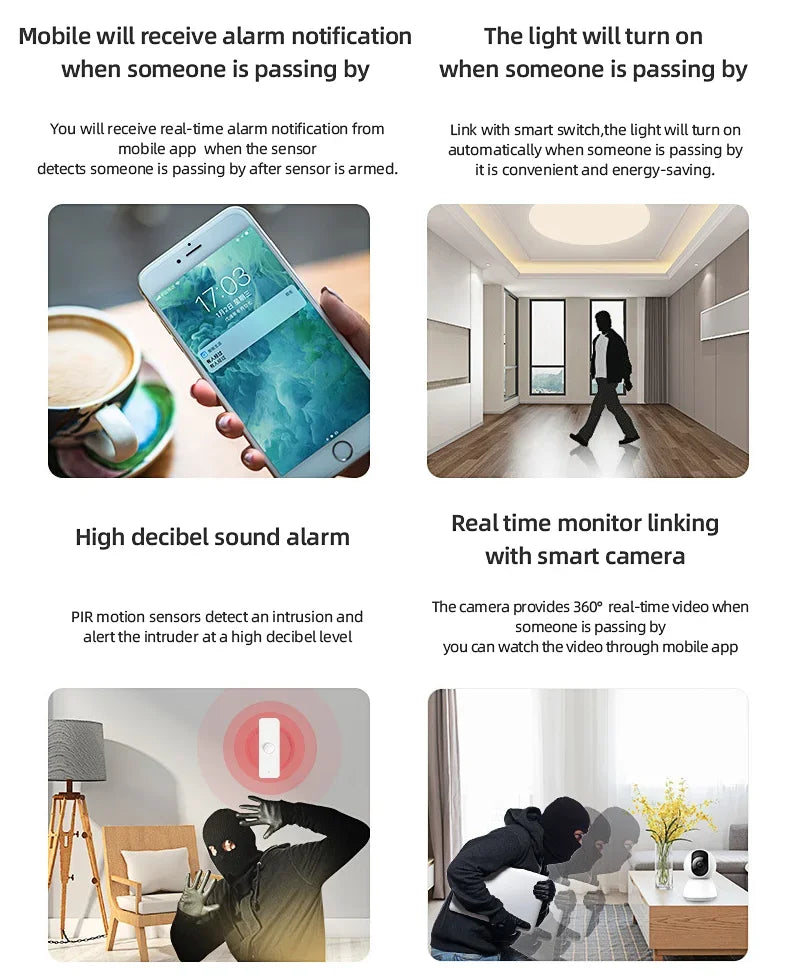 Smart PIR Motion Sensor WiFi Infrared Detector for Home Automation Tidesmit