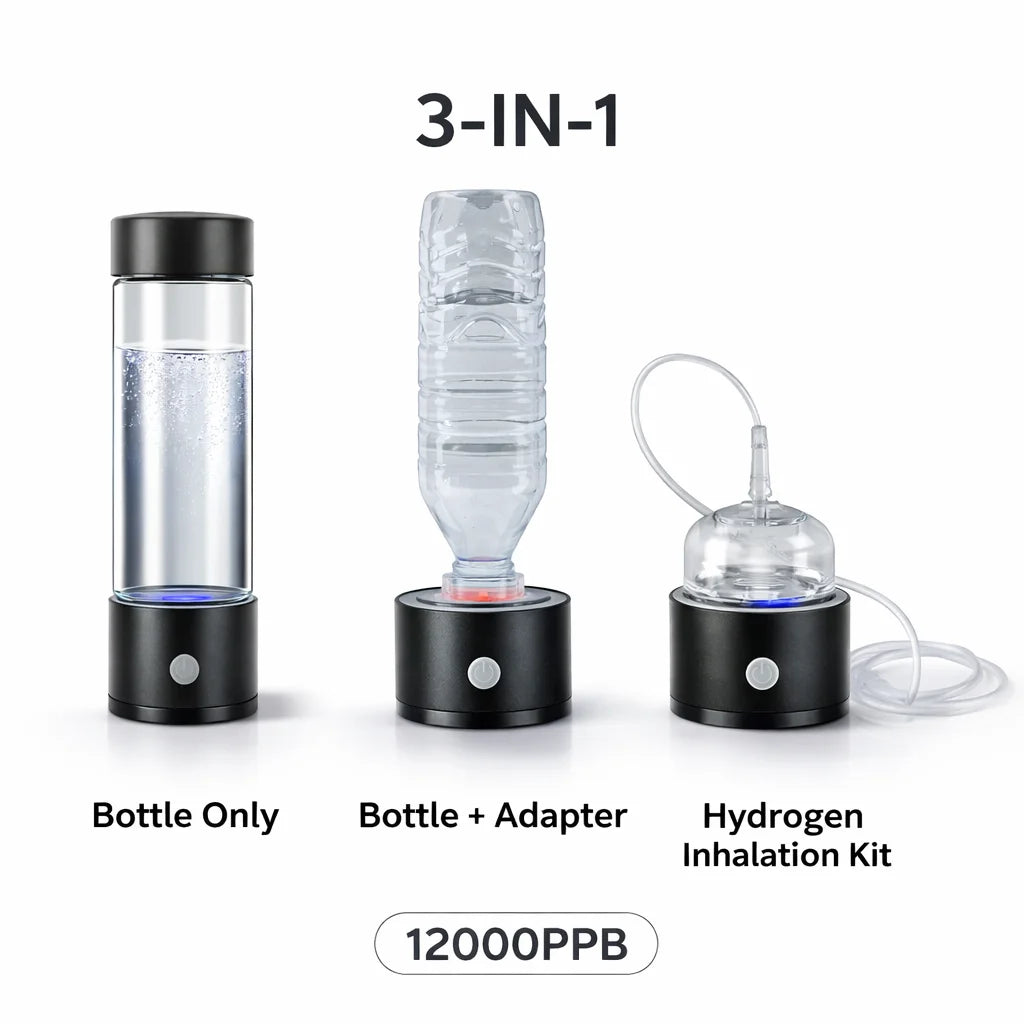Tidesmit portable hydrogen water generator bottle with USB rechargeable alkaline ionizer technology side view