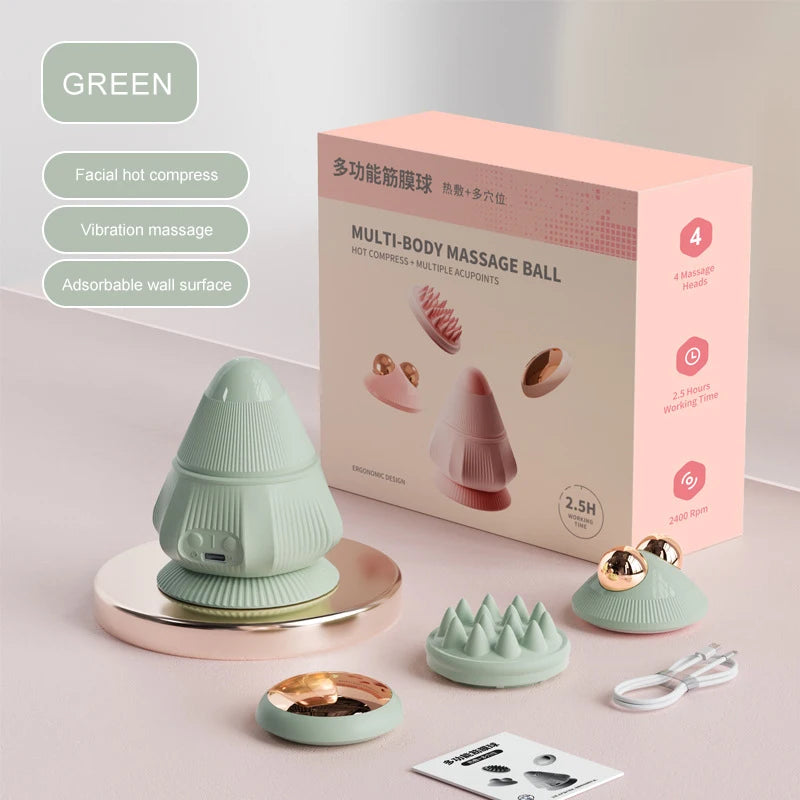 Electric Vibrating Massage Ball for Myofascial Relief - Portable Wellness Relaxation Treatment green Type-C Tidesmit