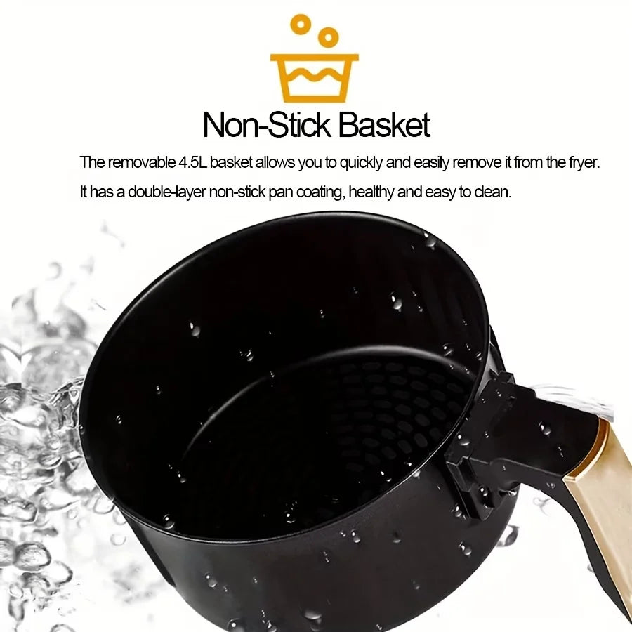1 Set of 4.5L Air Fryer, American Plug, Multifunctional, Capable of Frying, baking, Roasting, Heating Food, with LED Digital Touch Screen, Intelligent Cooking Hot Air Fryer, Easy to Clean baking Basket, Custom Temperature/Tim