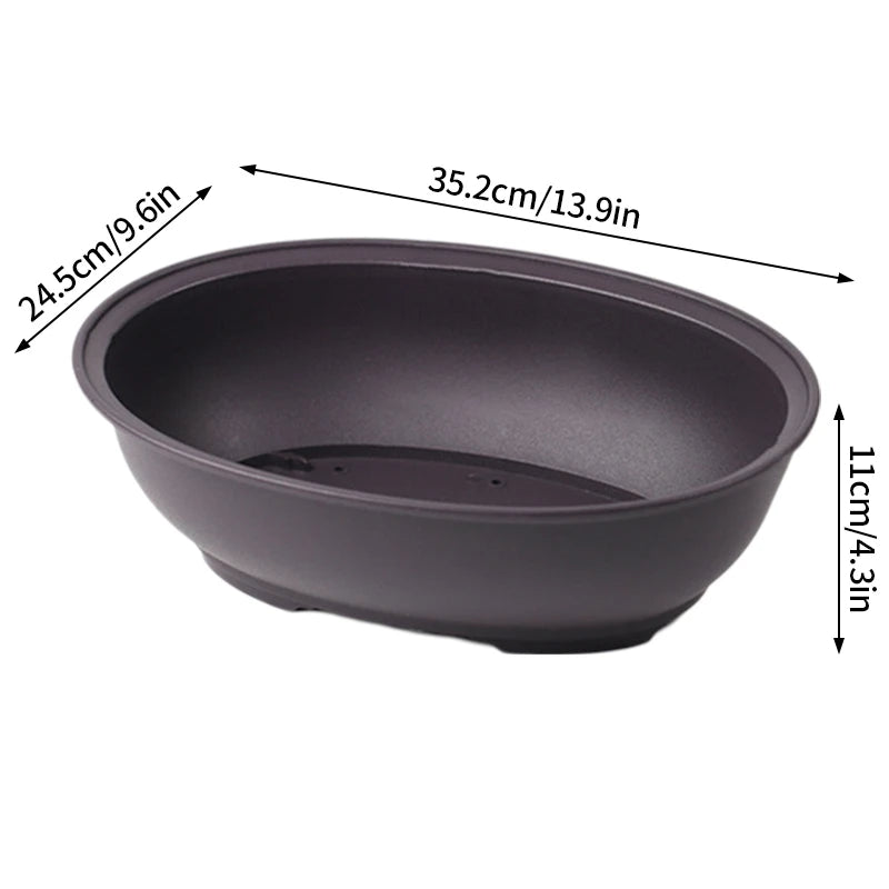 Large round black planter bowl for succulents and bonsai
