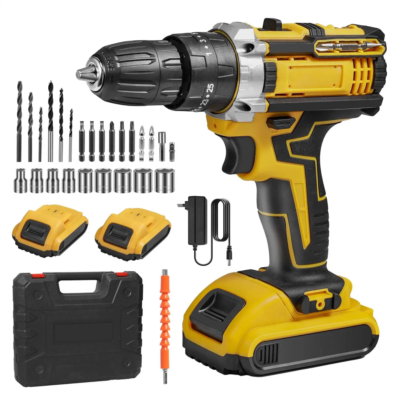 Cordless Impact Drill 1800RPM Electric Screwdriver & Hammer Drill 3-in-1 Mini Wireless Hand Drill, Rechargeable Power Tool for Household Installation and Repair