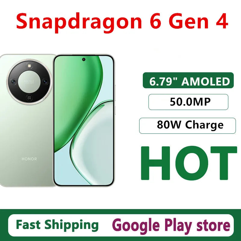 Original Honor X70 Mobile Phone Snapdragon 6 Gen 4 OTA 6.79" AMOLED 120HZ 80W Charge 8300mAh Battery 50.0MP Camera Android 15.0