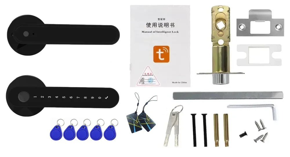 Smart Fingerprint Door Lock 5 in 1 Keyless Entry Door Knob Lock with Handle Smart Life APP Electronic Biometric Door Lock