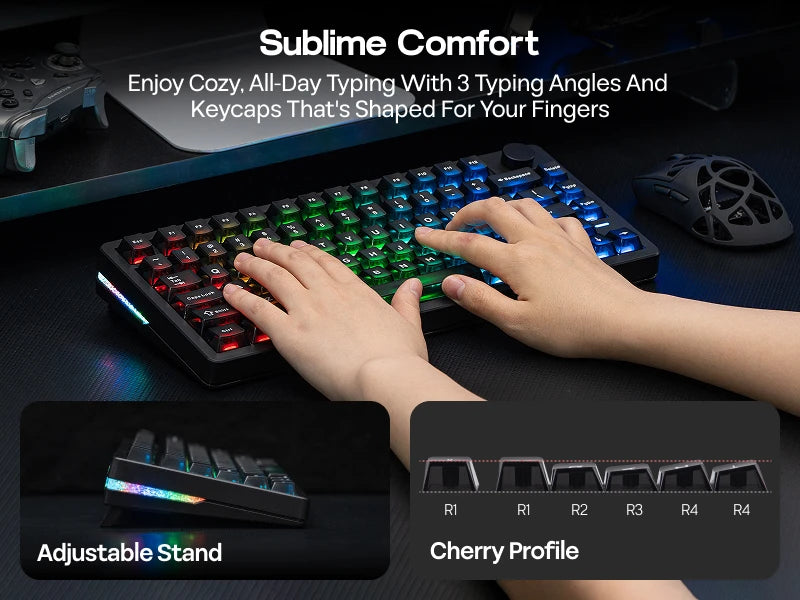 EPOMAKER HE75 V2 75% ANSI US Layout Tri-mode Wireless Hall Effect Gaming Keyboard 0.005mm Adjustable Actuation/Rapid Triggering