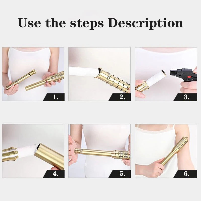 Moxibustion Massage Stick: Portable Brass Acupoint Wellness Tool Relaxation Treatment Tidesmit