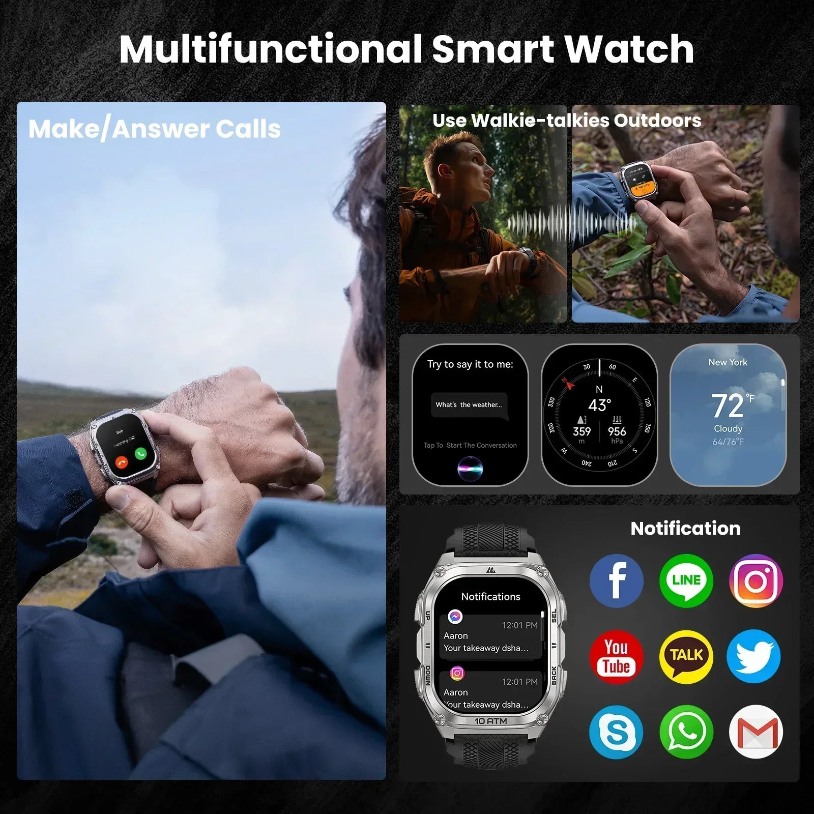 2025 KOSPET Tank M4 Rugged Smart Watch Stainless Steel GPS Offline Maps 10ATM 45M Freediving 24/7 Health Monitor for Android iOS
