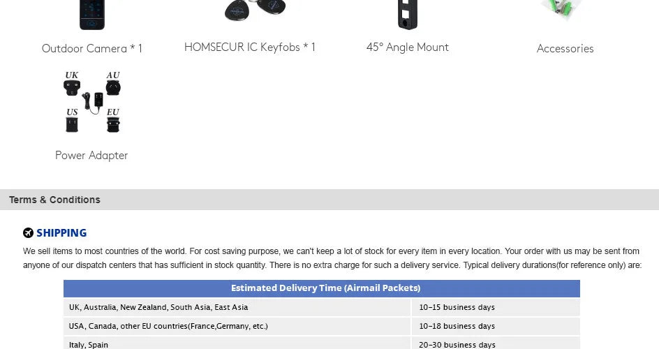 4 Wire Waterproof Doorbell Camera B10AF-B Password RFID Access for HOMSECUR WIFI FHD 1080P Video Doorphone Intercom
