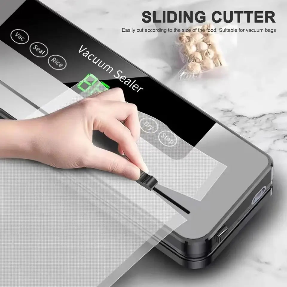 Vacuum Sealing Machine with 10 Bags Built-in Cutter Automatic Food Sealer Machine for Food Led Indicator Lights Dry & Moist Food