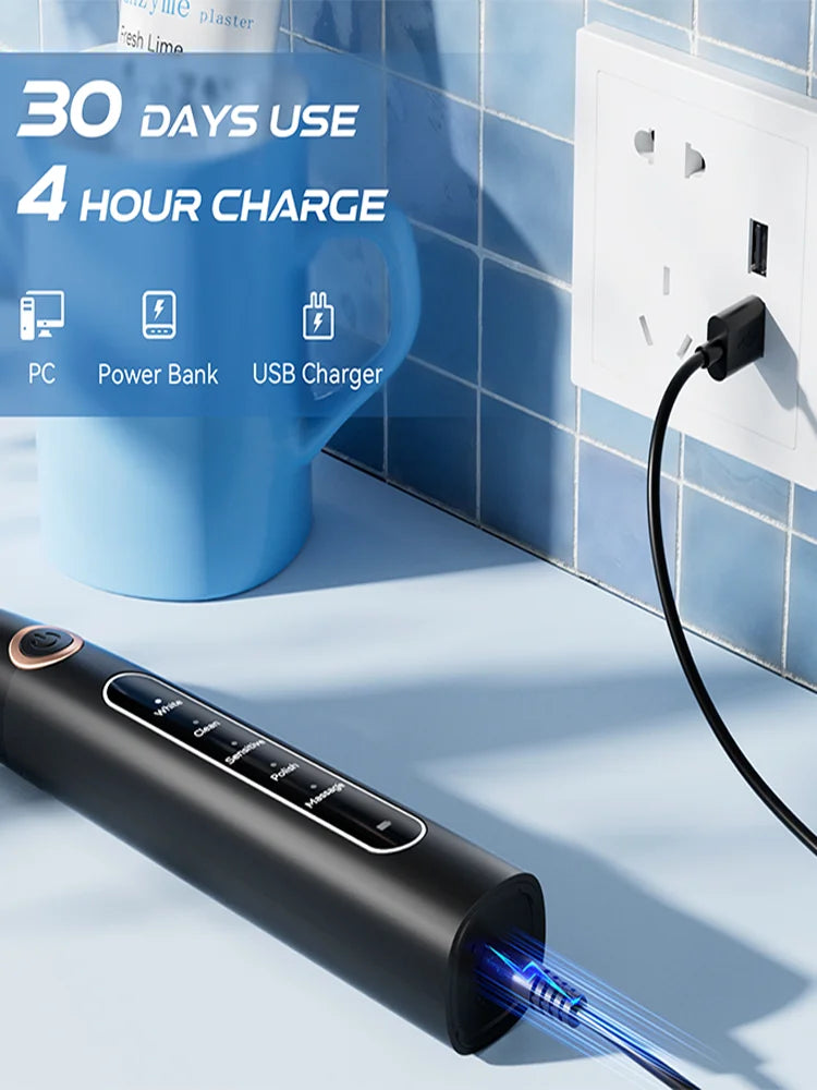 YUNCHi Y5 Sonic Electric Toothbrush Adult Timer Brush USB Rechargeable Electronic Tooth Brush Heads Replacement