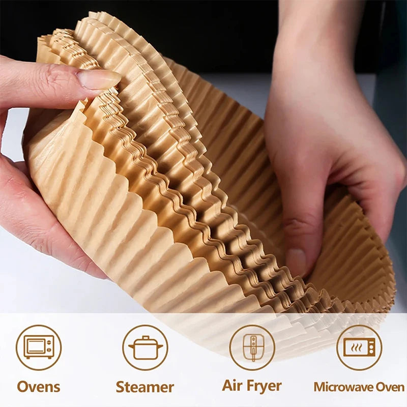 100/50/20PCS Air Fryer Paper Trays Airfryer Baking Paper Molds Square Round Oil-proof Air Fryer Disposable Cooking Paper Liner