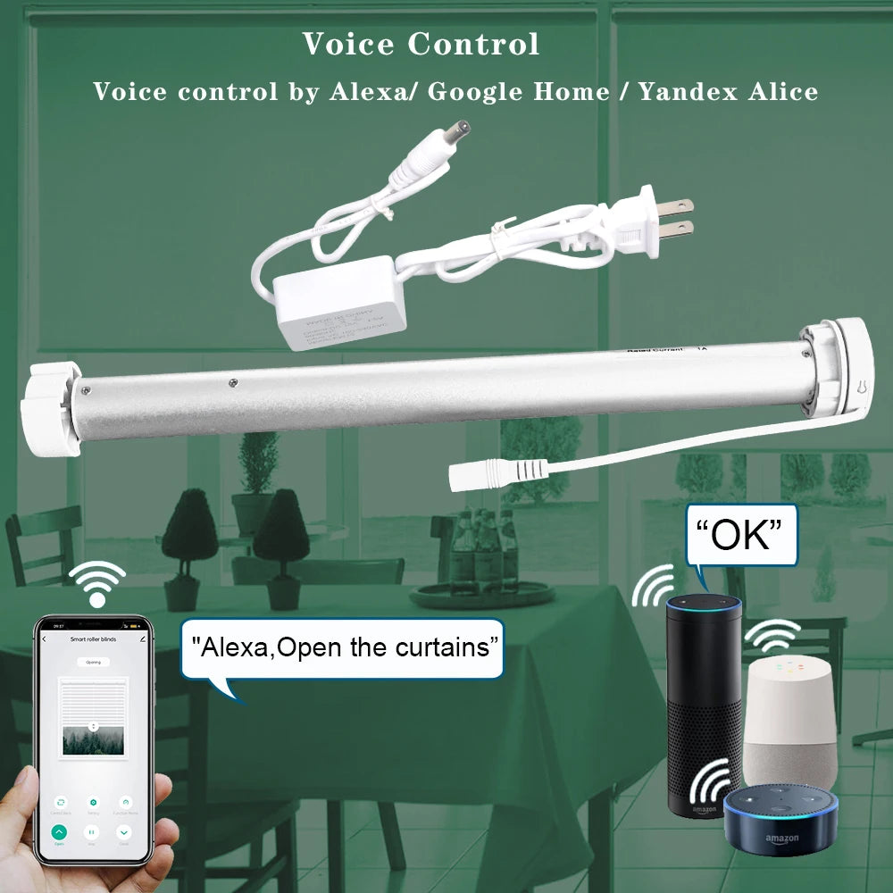 WiFi Roller Blind Motor for 38mm Tubes - App Controlled Smart Home Device Tidesmit