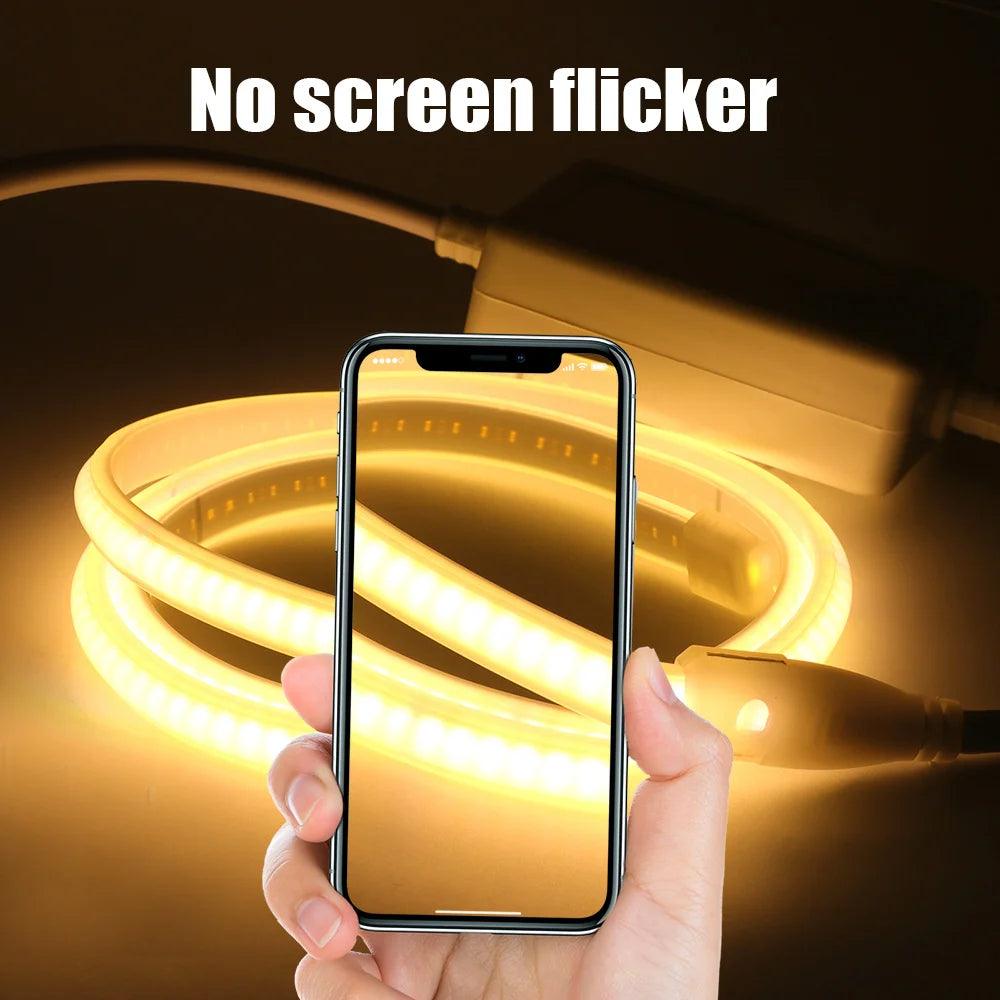Wifi Bluetooth COB LED Neon Strip Light Wall Touch 23key Remote Control 220V Dimmer Power Kit 5m 10m 20m 0.5m 240LED/m Flex Lamp