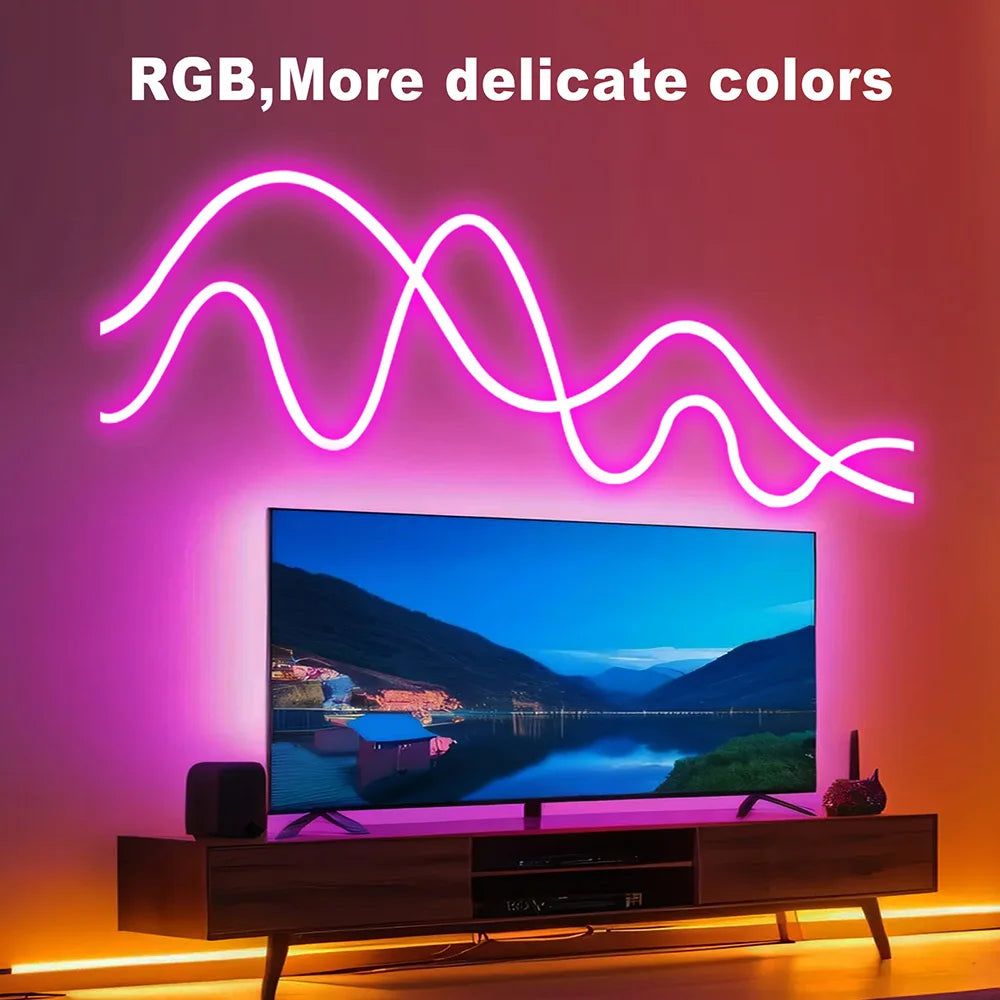 5V USB RGB LED Neon Strip Light 24key Remote Control Adhesive Tape 3535 108LED/m 6x12mm Waterproof Flexible Lamp Home Decoration