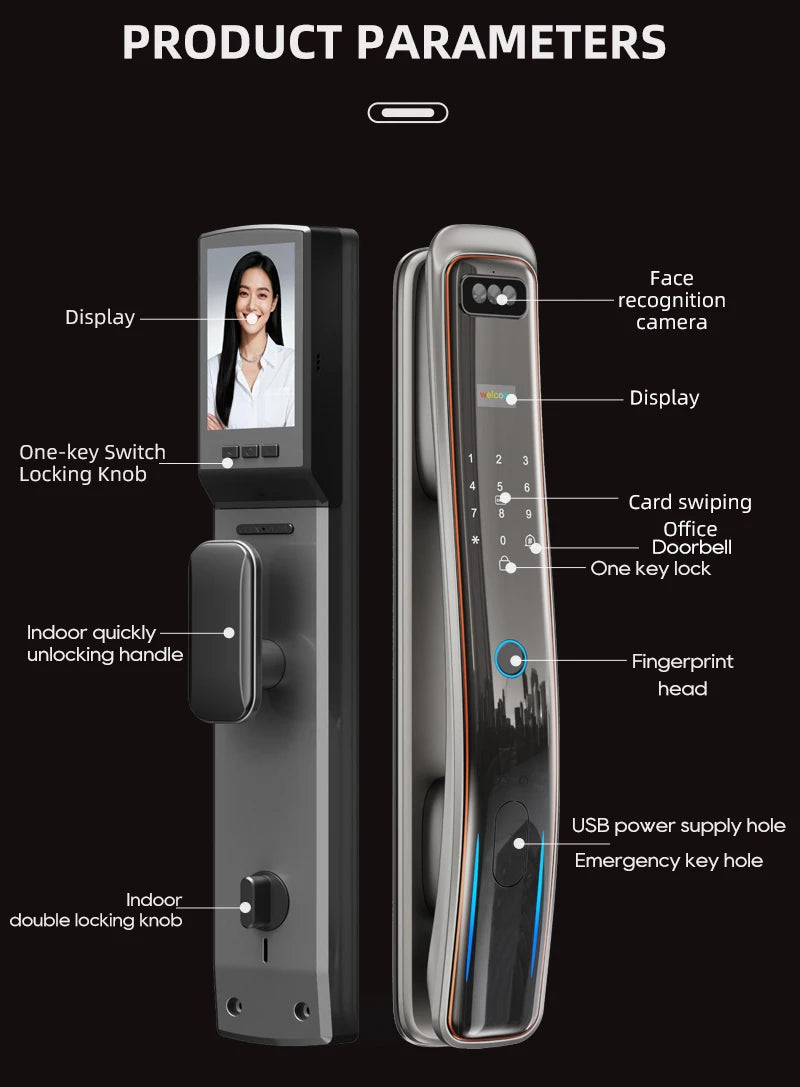 Wifi Wishome APP Face Recognition Smart Door Lock With Camera   Digital Door Lock Automatic Door Lock