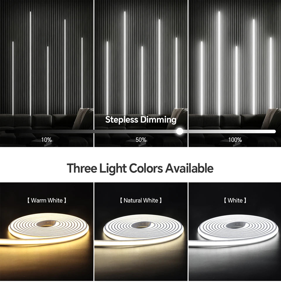 Bluetooth APP Control Self-Adhesive Neon COB LED Strip Light Bedroom Embedded Acoustic Wall Panel Decor Backlight LED Tape