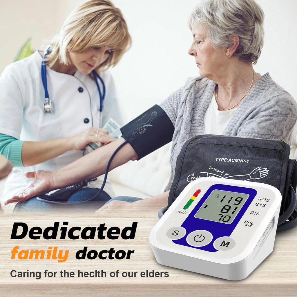 Portable Digital Upper Arm Blood Pressure Monitor 32cm Large Cuff Medical Heart Rate Tensiometer