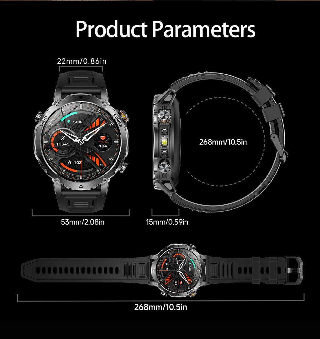 LIGE TANK Ultra Military Smart Watch 1400mAh Battery 10ATM Waterproof Heart Rate LED Flashlight Sports Bracelet Men Smartwatch