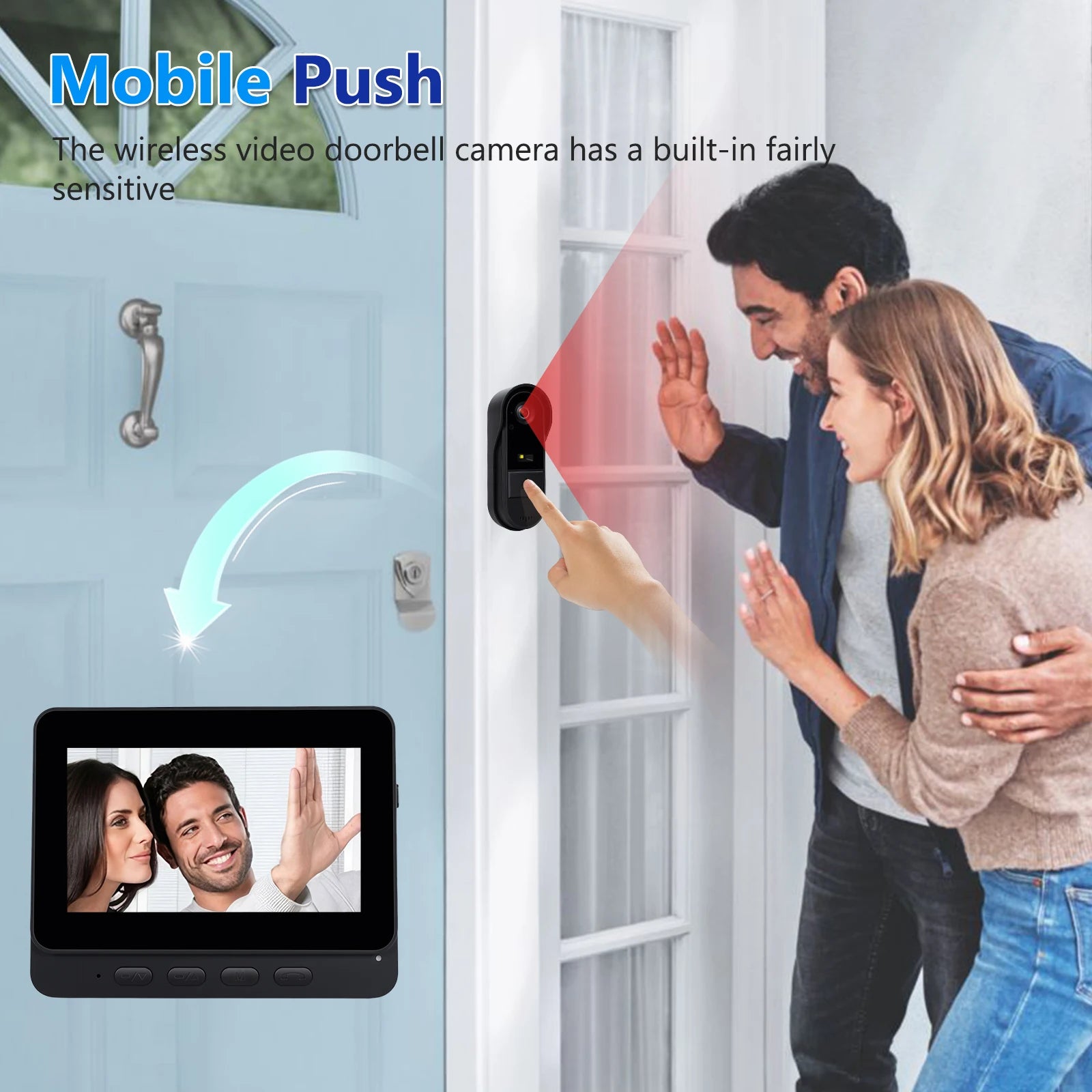 Podofo 4.3in Two-way Intercom Doorbell with 64G Card HD Night Vision IPS Screen Waterproof Visual Doorbell Home Security Video