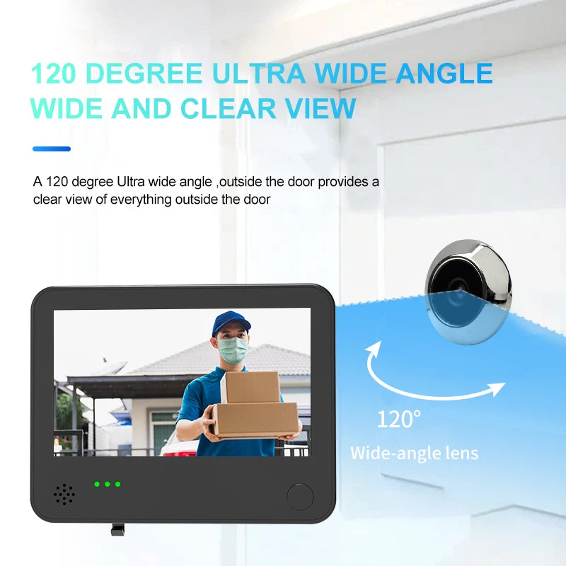 DANMINI 4.3'' Smart Door Peephole Camera WiFi Tuya Human Detection 6000mAh 120° 2KHD  3MP IPS HD Screen Remote Video Eye