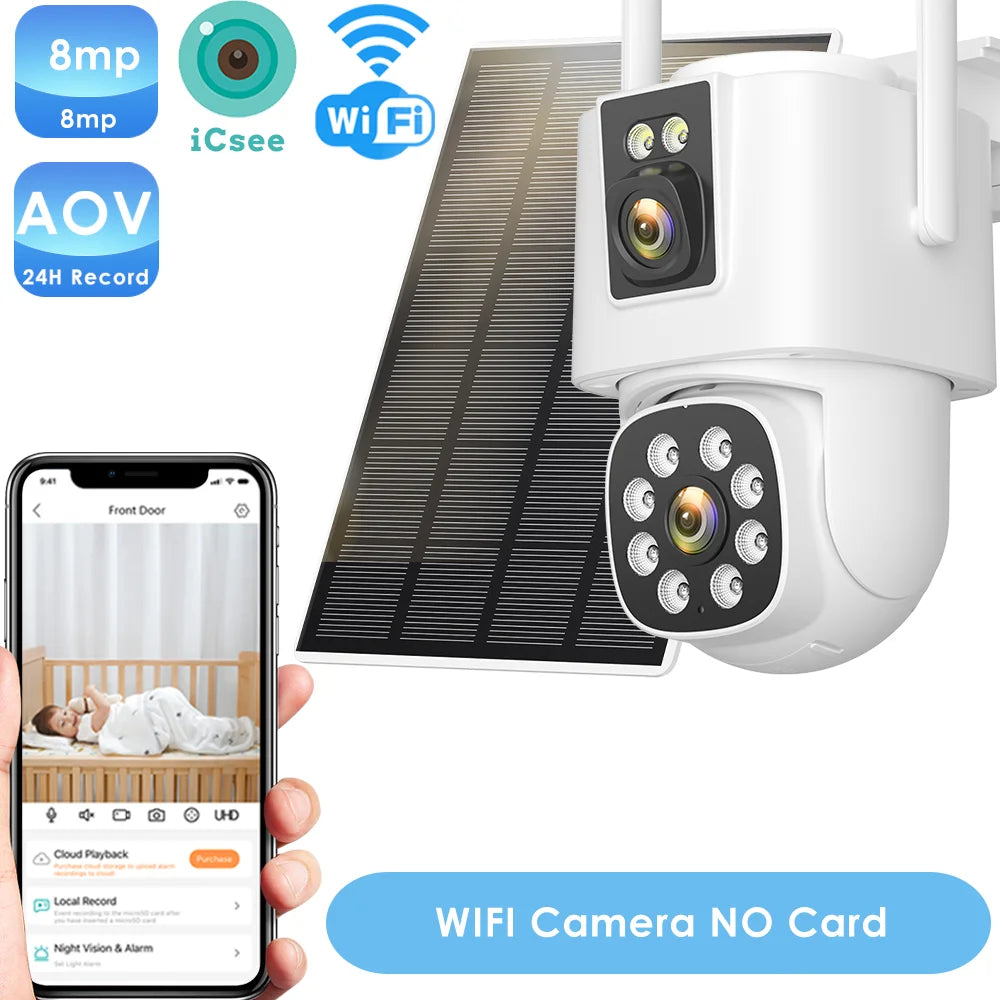 White WiFi solar PTZ security camera with no memory card