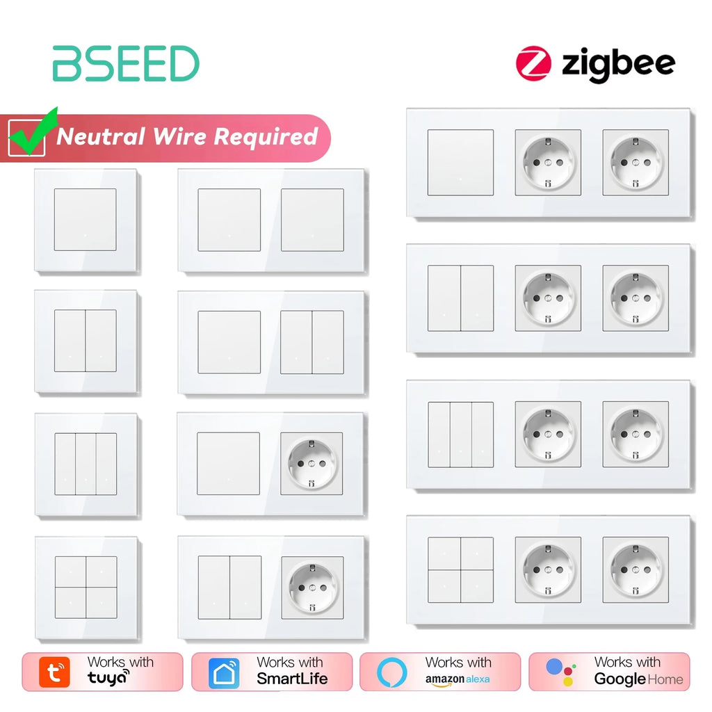 Zigbee Smart Light Switch Glass Panel - App-Controlled Automation Tidesmit