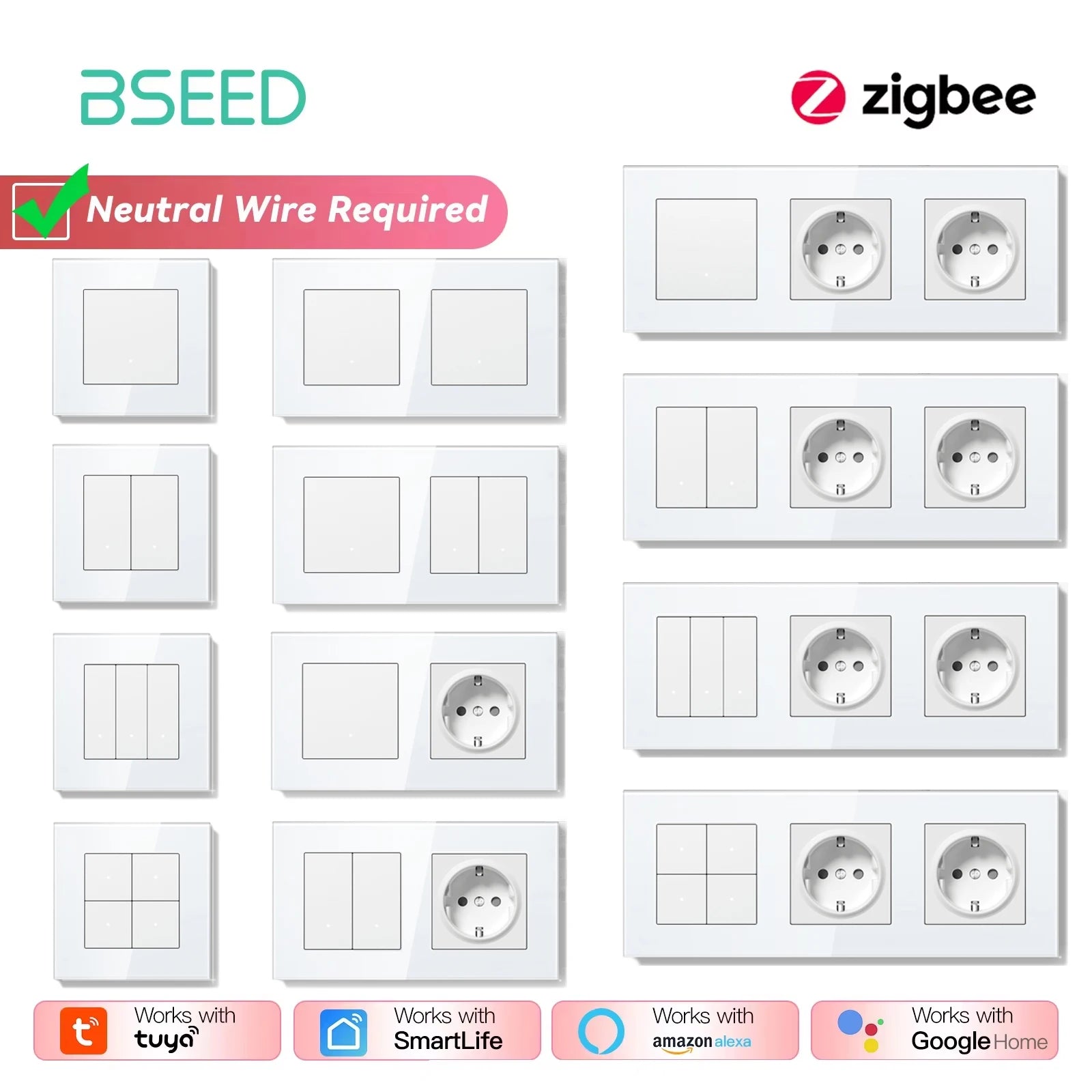 Zigbee Smart Light Switch Glass Panel - App-Controlled Automation Tidesmit