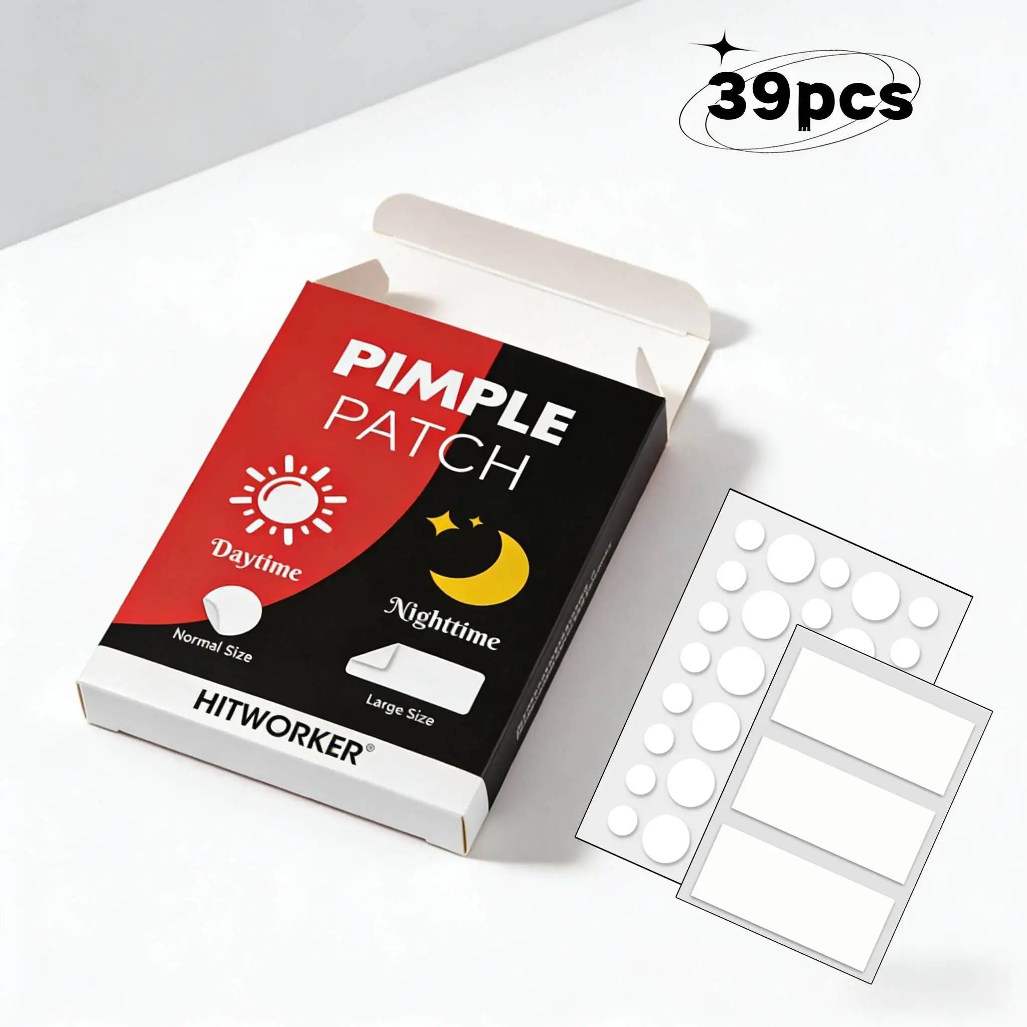 39Pcs Hydrocolloid Acne Patches, Professional Blemish Absorbing Pimple Stickers, Invisible Breathable Facial Skin Care Patch